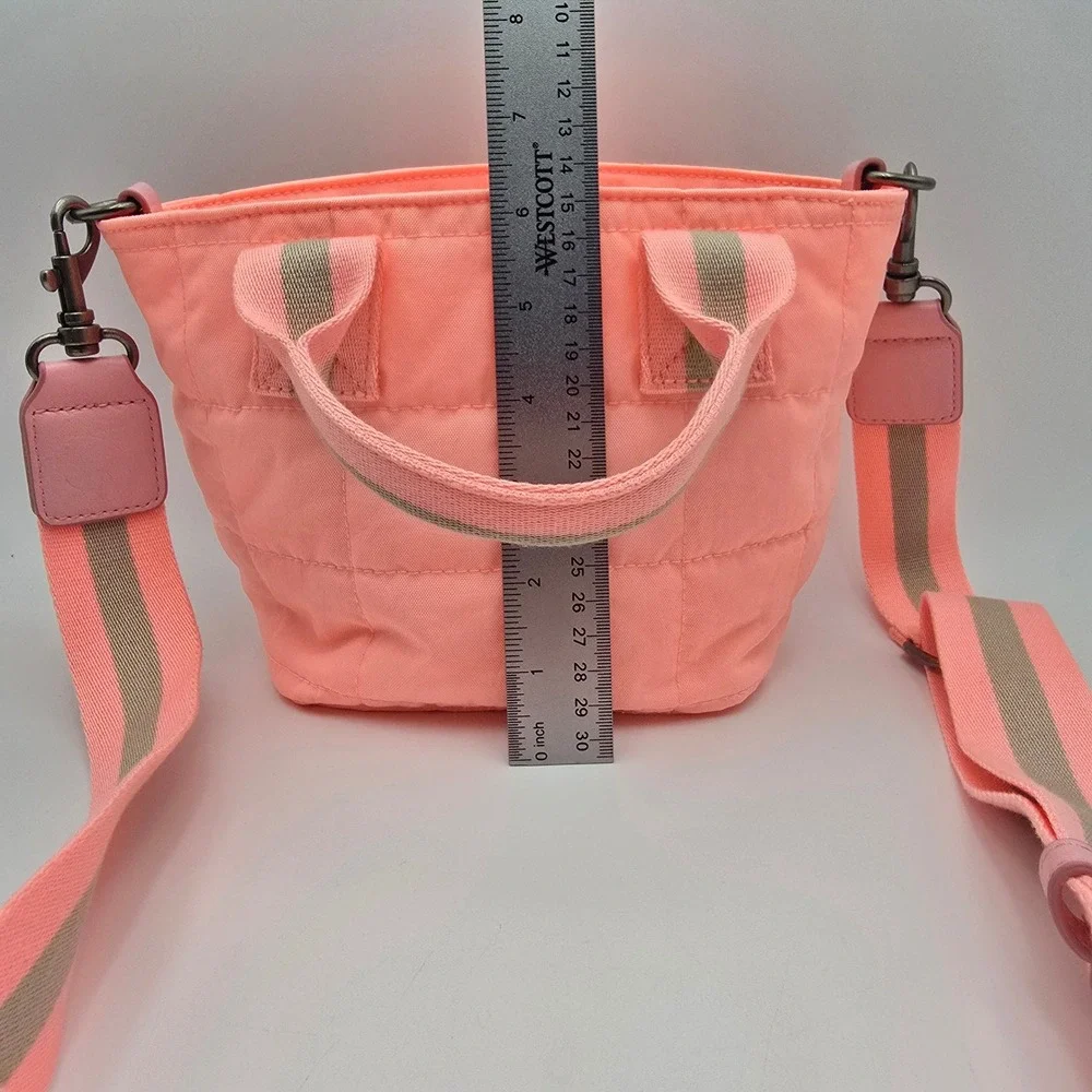 Universal Thread Quilted Bucket‎ Bag Coral Pink Top Handle Crossbody Strap